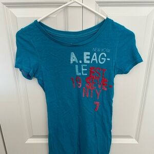 Y2K Vintage American Eagle Outfitters Teal Graphic Tee